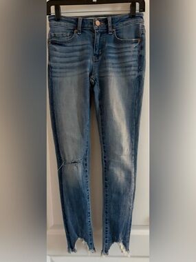 BKE Stellah Denim Slim Fit Jeans in Dark Blue with Tan Stitching